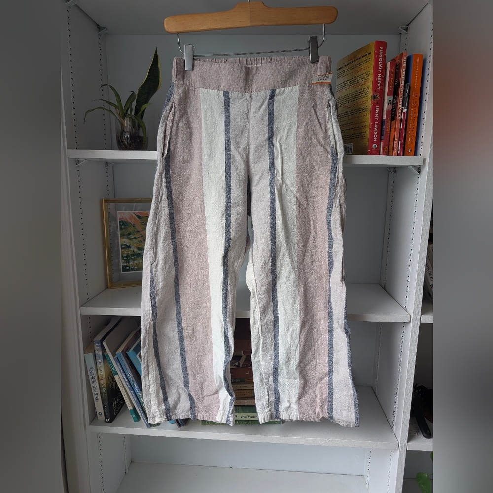 Smash + Tess Sophie Pant Cotton Linen Pastel Striped Wide-leg Cropped Size XS - Picture 4 of 12